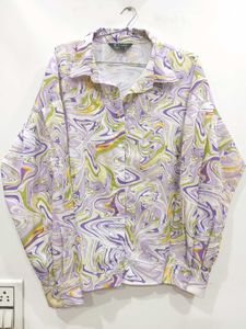 Retro Swirl Print Button-Down