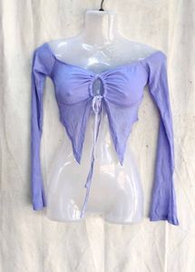 Sheer Mesh Off-Shoulder Top