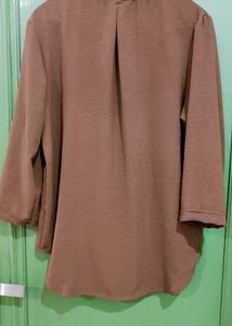 Chic Textured Brown Button-Up Top