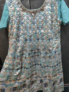 Elegant Sky Blue Sharara Suit