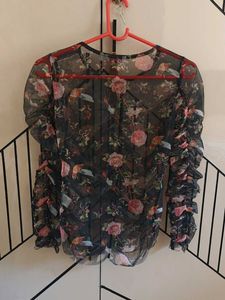 Floral Mesh Long Sleeve Top