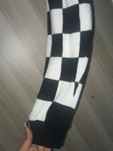 Black and white checkered cardigan