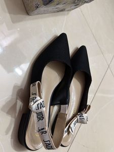 J’ADior Black Slingback Flats