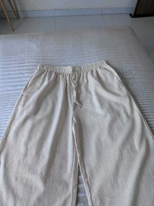 Cream Wide Leg Linen Pants