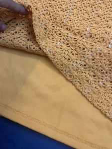 Orange Sequin Crochet Skirt