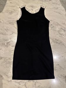 Black Lace Trimmed Mini Dress