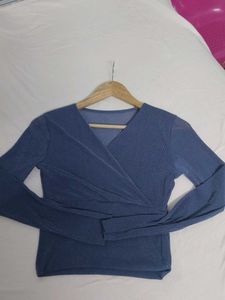 Sparkly Blue Wrap Top