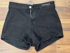 Black High-Waisted Denim Shorts
