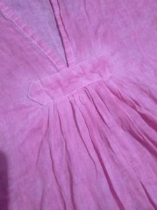 Pink V-Neck Kurta