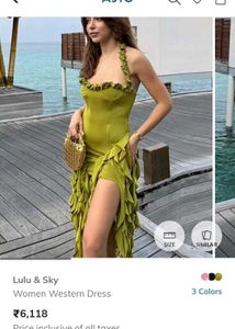 y2k pista Green Ruffle Dress