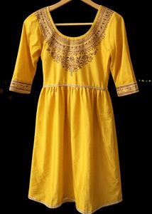 Yellow Embroidered Ethnic Gown