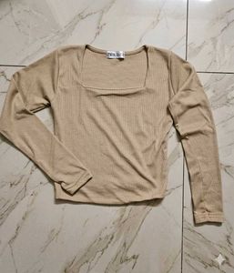 Zara Long Sleeve Square Neck Top