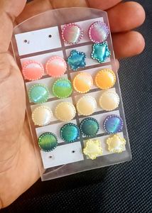Multi-Color Stud Earrings Set