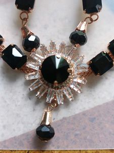 Sparkling Black &amp; Rose Gold Jewelry Set