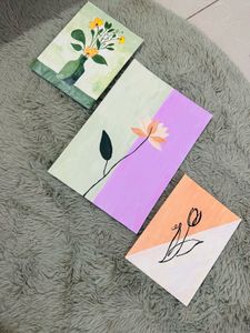 Hand-Painted Floral Canvas Art (Set of 3)