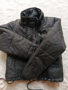 Black Cropped Puffer Jacket
