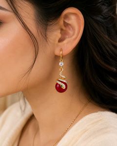 Ruby red AD Drop Earrings |  Party Wear