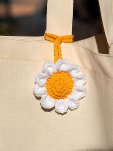 Handmade Crochet Sunflower Keychain Charm
