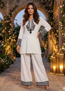 Elegant Embroidered Kurti and Palazzo Set