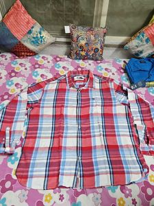 Men's Red Plaid Long Sleeve Shirt