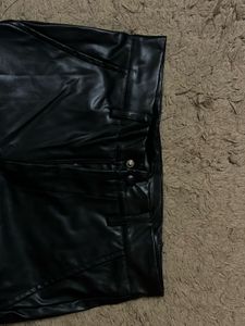 Black Faux Leather Wide Leg Pants