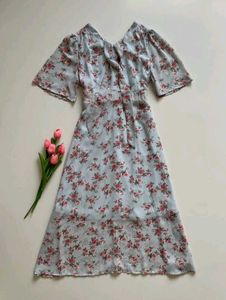 Powder Blue Floral Dress(Weekend sale)