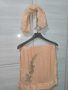 Peach Kurta Set & Dupatta