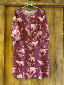 Maroon Floral Print Kurta