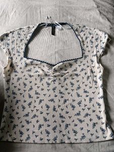 Vintage Floral Square Neck Top