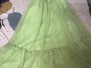 Light Green Puff Sleeve Corset Dress