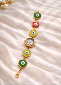 Evil Eye Charm Bracelet Watch