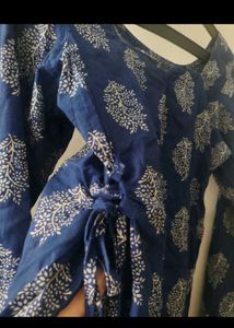 Blue Ethnic Print Kurta Top