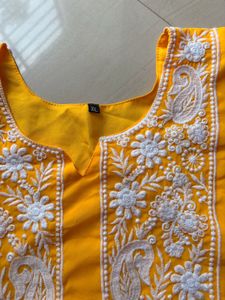 Vibrant Yellow Embroidered Kurta