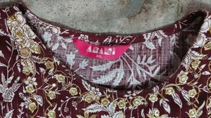 Maroon Floral Embroidered Kurta