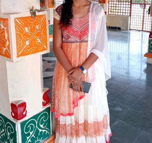 Full Netted Designer Anarkali Kurta With Bottom