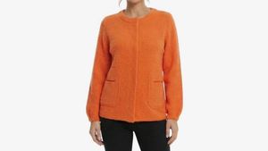 Vibrant Orange Knit Cardigan