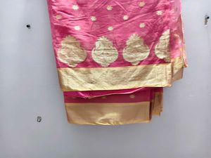 Elegant Pink Brocade saree with blouse