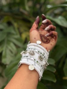 Elegant handmade White Bangle Set