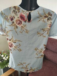 Light Blue Floral Print Top