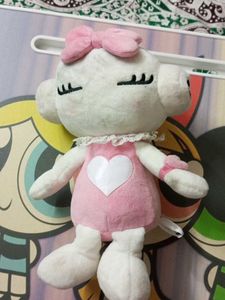Cute Plush Toy with Pink Bow