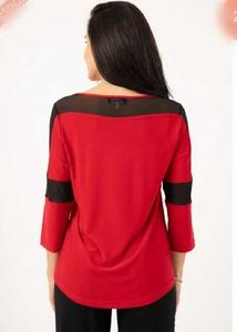 Chic Red &amp; Black 3/4 Sleeve Top