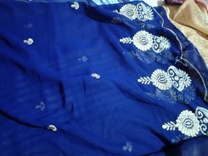 Sparkling Gold Saree with Pink Embroidery