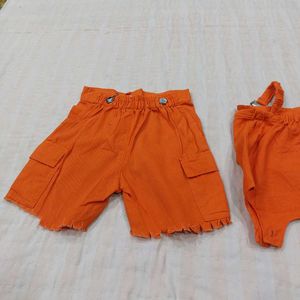 Bright Orange Overalls Set