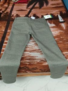 Men's Grey Texture Cotton Blend Pant