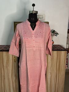 Pink Printed Cotton Kurta