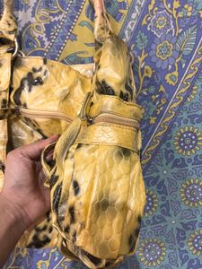Stylish Yellow Animal Print Handbag