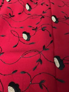 Vibrant Red Embroidered Saree