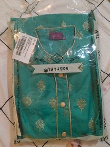 Green Kurta with Gold Print