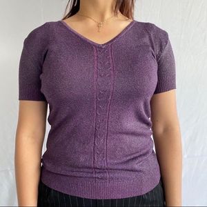 Women V Neck Top In Purple