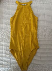 ZARA Ribbed Yellow Bodysuit